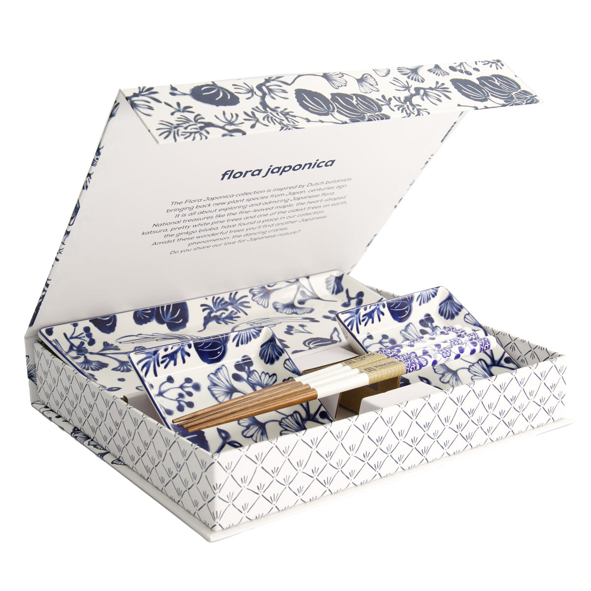 Flora Japonica Sushi Plate Giftset 4pc White Gift Boxed