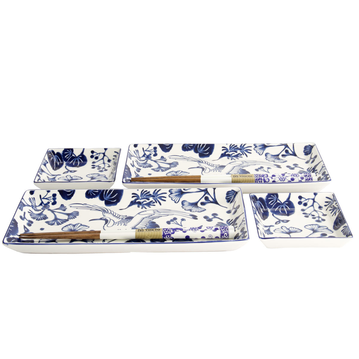 Flora Japonica Sushi Plate Giftset 4pc White Gift Boxed