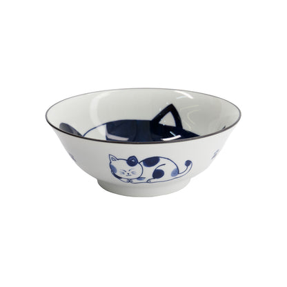 Kawaii Cat Neko Ramen Bowl 20x7.5cm Blue Cat