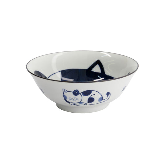 Kawaii Cat Neko Ramen Bowl 20x7.5cm Blue Cat