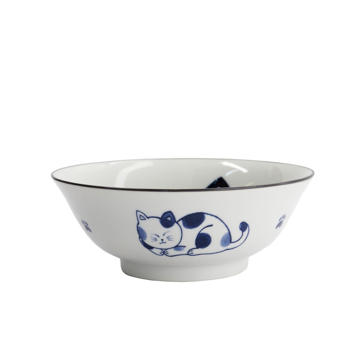 Kawaii Cat Neko Ramen Bowl 20x7.5cm Blue Cat