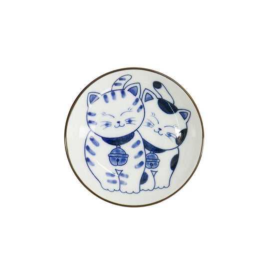 Kawaii Cat Neko Sauce Dish 10x2.5cm Twin Cat