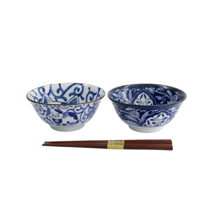 Kawaii Cat Neko Bowl 2pc With Chopsticks Swirl Cat Gift Boxed