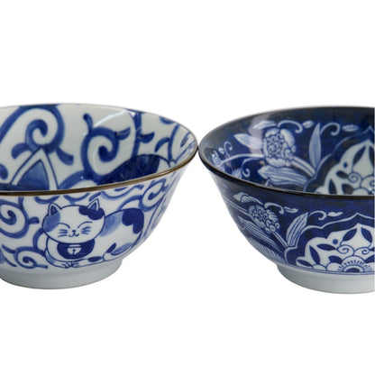 Kawaii Cat Neko Bowl 2pc With Chopsticks Swirl Cat Gift Boxed