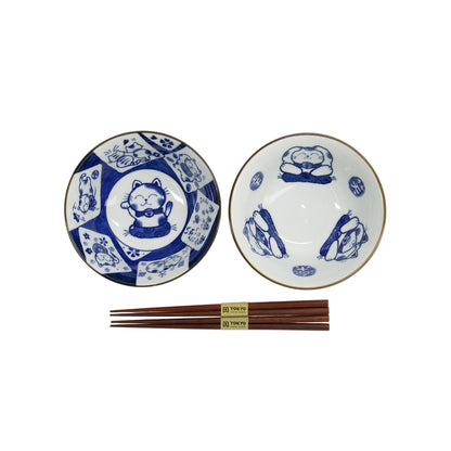 Kawaii Cat Neko Bowl 2pc With Chopsticks White Cat Gift Boxed