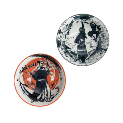 Tokyo Design Studio Asakusa Tayo Bowl 2pc With Chopsticks Gift Boxed - Samurai