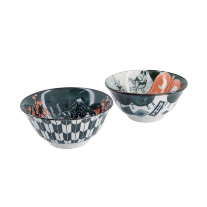 Tokyo Design Studio Asakusa Tayo Bowl 2pc With Chopsticks Gift Boxed - Kabuki 