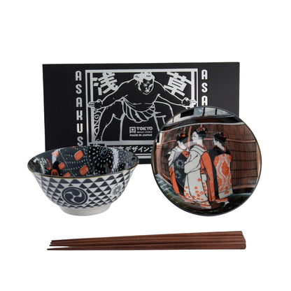 Tokyo Design Studio Asakusa Tayo Bowl 2pc With Chopsticks Gift Boxed - Geisha