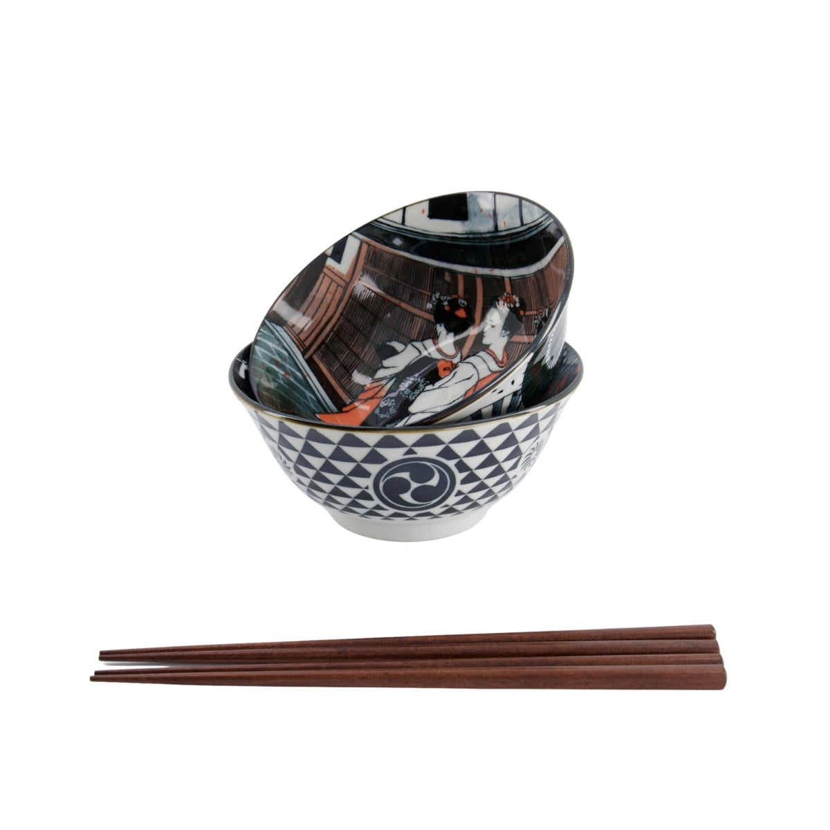 Tokyo Design Studio Asakusa Tayo Bowl 2pc With Chopsticks Gift Boxed - Geisha