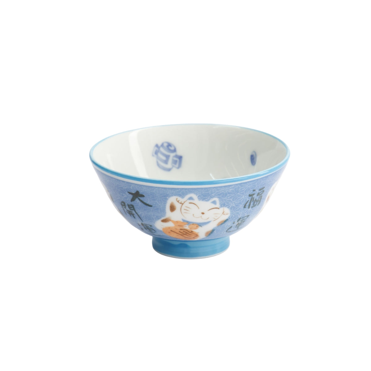 Tokyo Design Studio Kawaii Rice Bowl 11.5x6cm Cat Neko - Fortune Blue