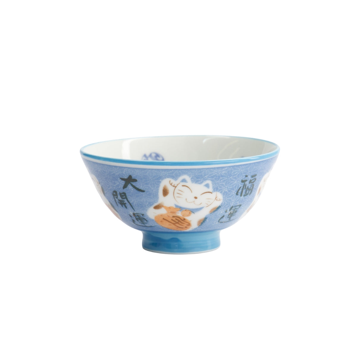 Tokyo Design Studio Kawaii Rice Bowl 11.5x6cm Cat Neko - Fortune Blue