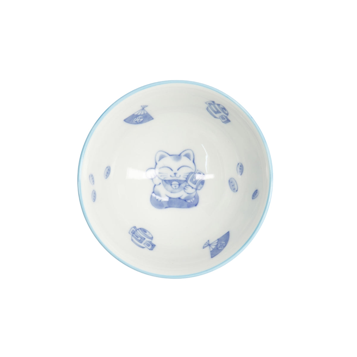 Tokyo Design Studio Kawaii Rice Bowl 11.5x6cm Cat Neko - Fortune Blue
