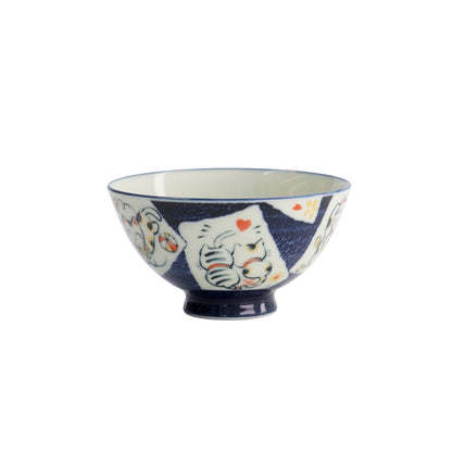 Tokyo Design Studio Kawaii Rice Bowl 11x6cm Cat Neko - Card Blue