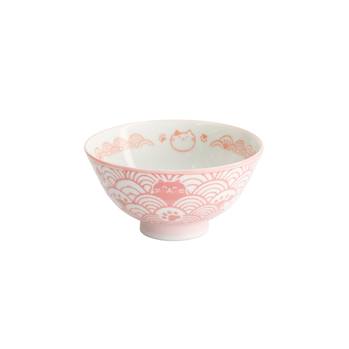 Tokyo Design Studio Kawaii Rice Bowl 11.5x6cm Cat Neko - Nami Pink