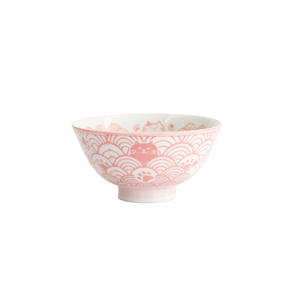 Tokyo Design Studio Kawaii Rice Bowl 11.5x6cm Cat Neko - Nami Pink