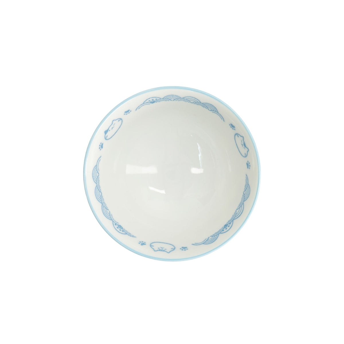 Tokyo Design Studio Kawaii Rice Bowl 11.5x6cm Cat Neko Nami - Light Blue