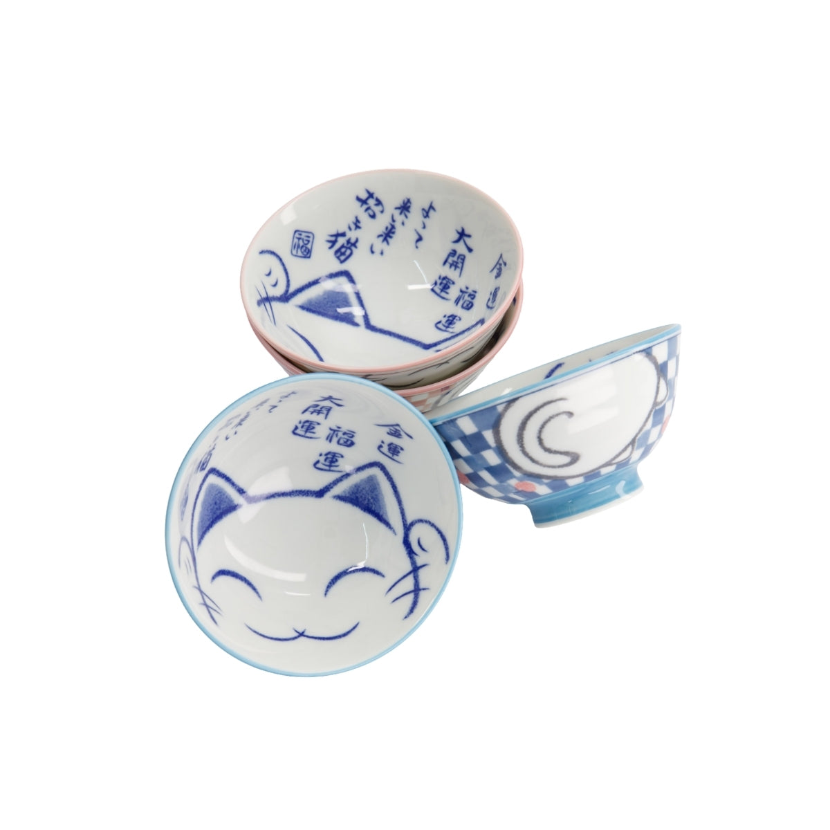 Tokyo Design Studio Kawaii Neko Cat Set of 4 Bowls 11x6cm Gift Boxed - White