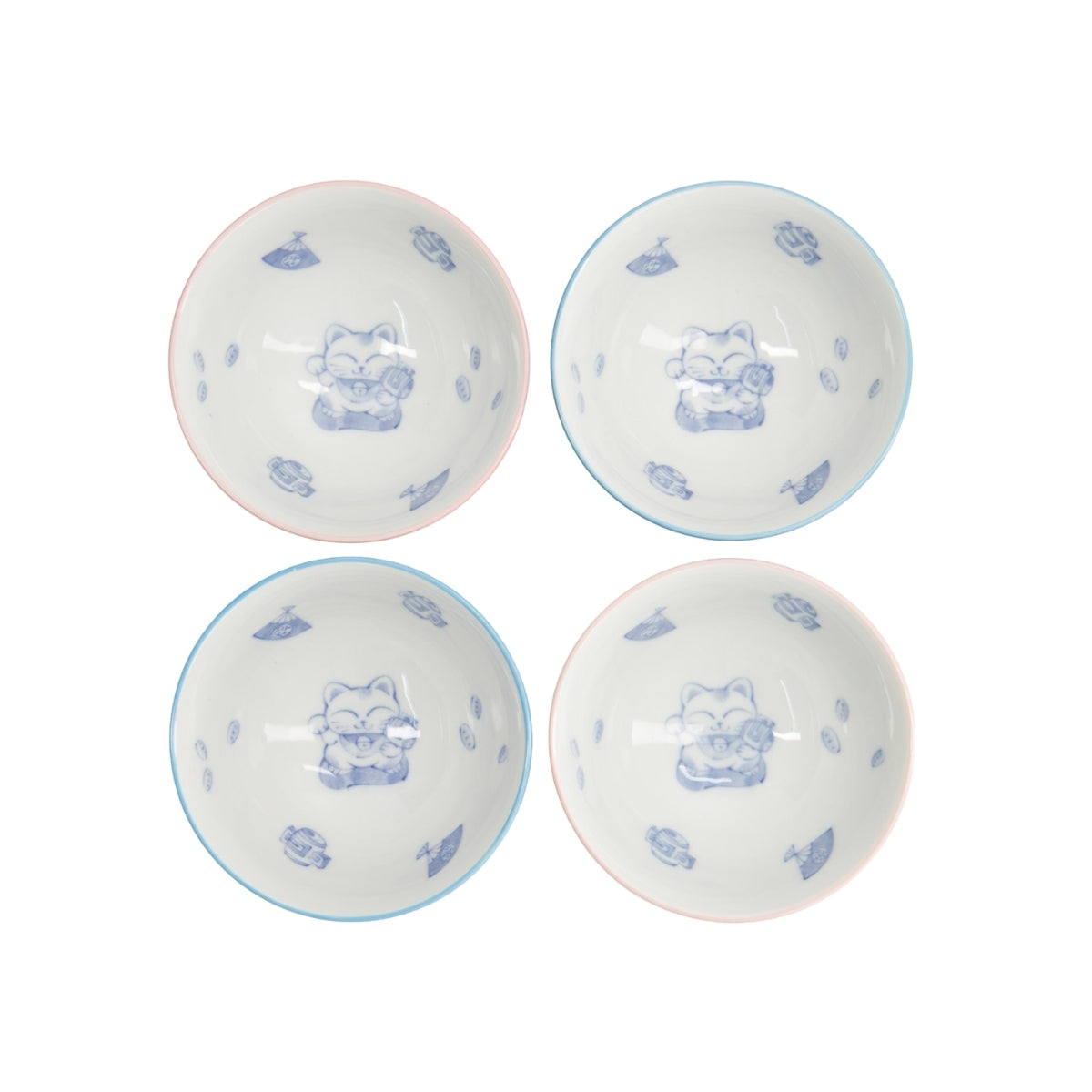 Tokyo Design Studio Kawaii Neko Cat Set of 4 Bowls 11x6cm Gift Boxed - Assorted