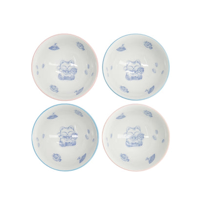 Tokyo Design Studio Kawaii Neko Cat Set of 4 Bowls 11x6cm Gift Boxed - Assorted