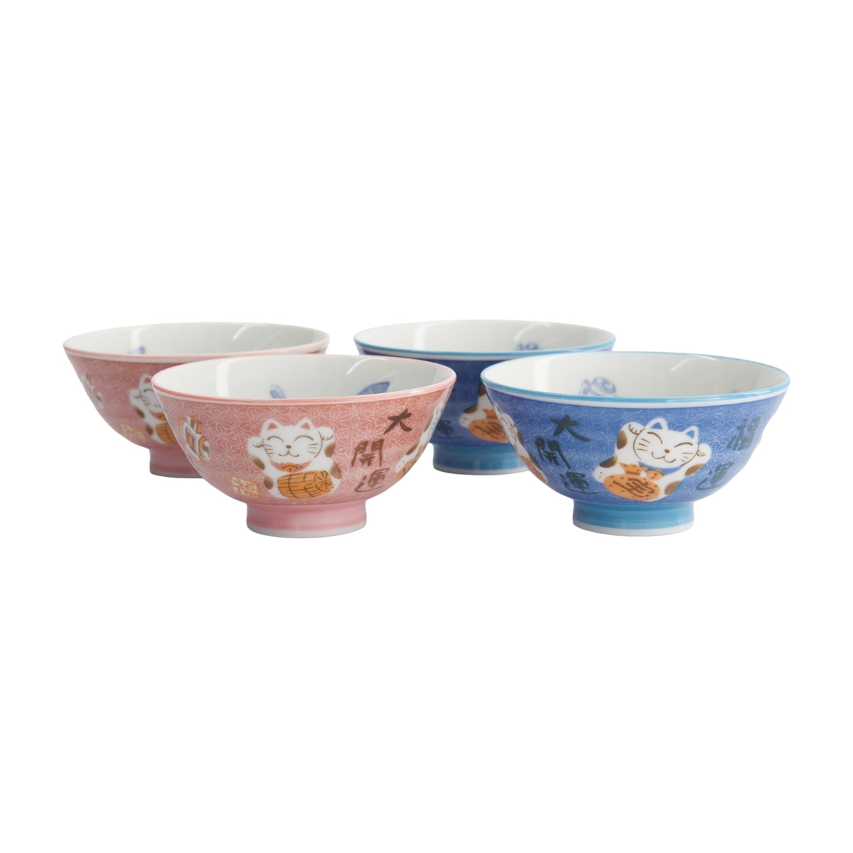 Tokyo Design Studio Kawaii Neko Cat Set of 4 Bowls 11x6cm Gift Boxed - Assorted