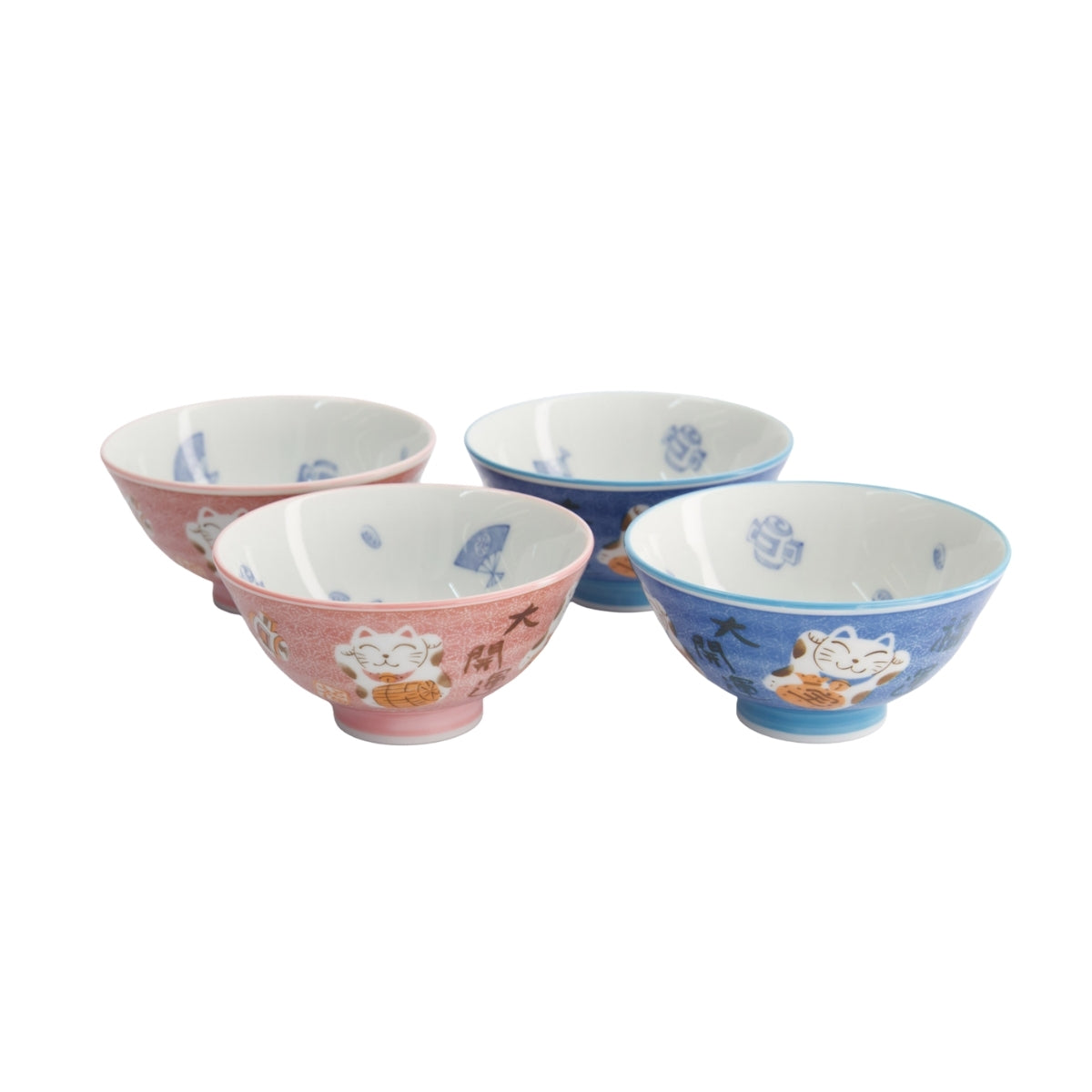 Tokyo Design Studio Kawaii Neko Cat Set of 4 Bowls 11x6cm Gift Boxed - Assorted