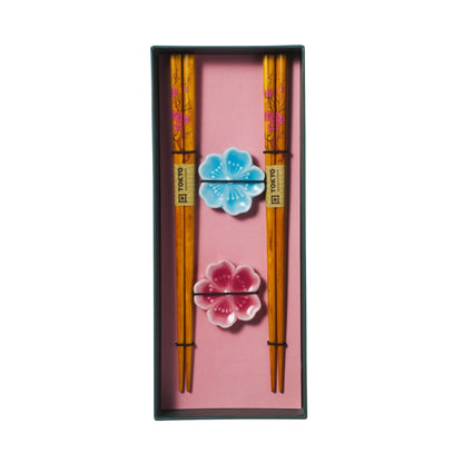 Tokyo Design Studio Fujisakura Chopsticks 4pc With Rest Gift Boxed - Assorted