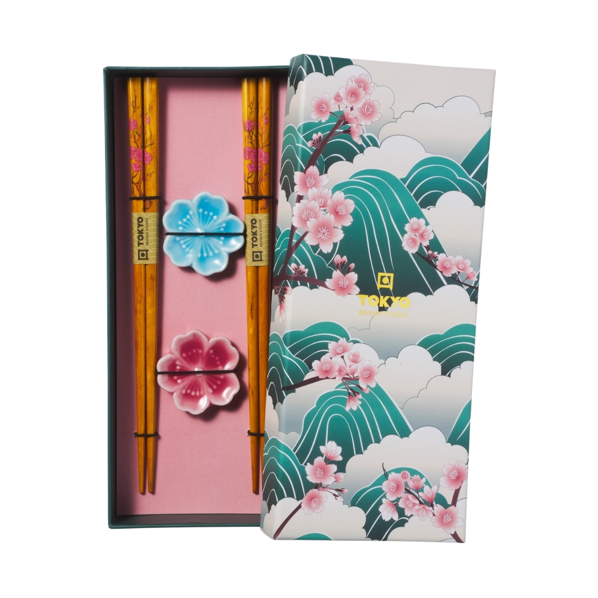 Tokyo Design Studio Fujisakura Chopsticks 4pc With Rest Gift Boxed - Assorted