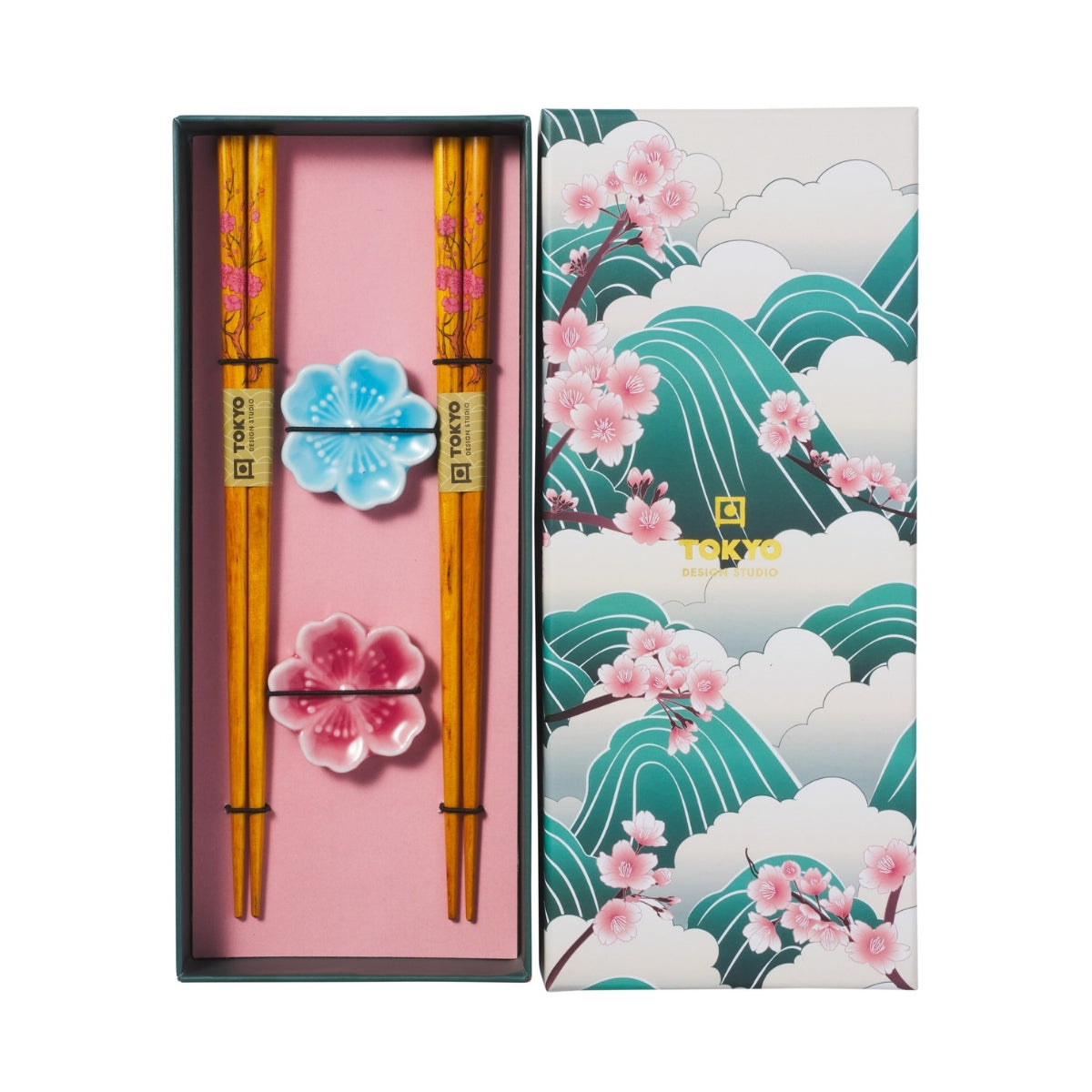 Tokyo Design Studio Fujisakura Chopsticks 4pc With Rest Gift Boxed - Assorted
