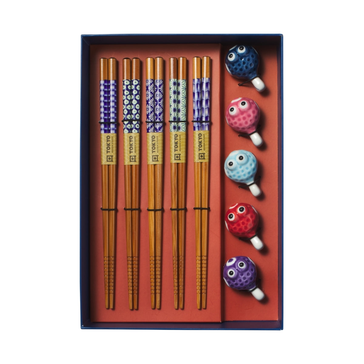 Tokyo Design Studio Blow Fish Chopsticks 10pc With Rest Gift Boxed - Assorted