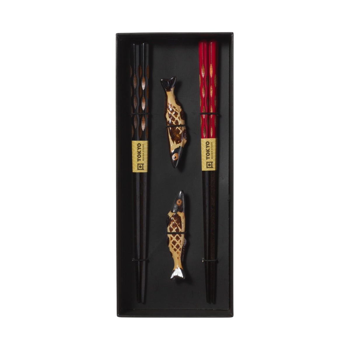 Tokyo Design Studio Sardine Chopsticks 4pc With Rest Gift Boxed - Assorted
