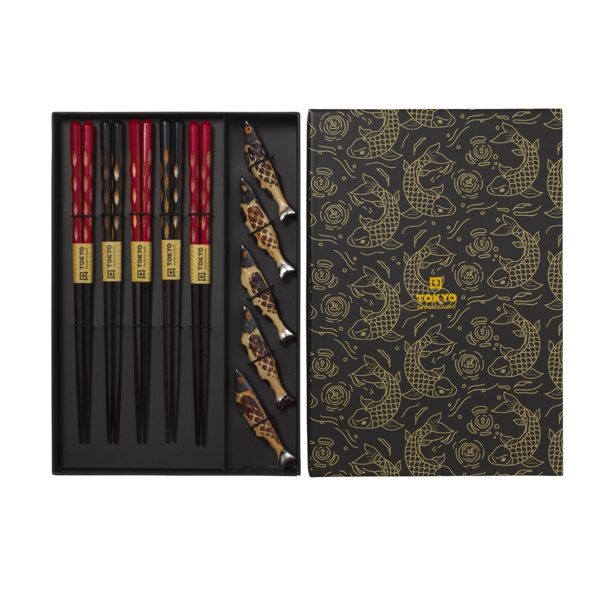 Tokyo Design Studio Sardine Chopsticks 10pc With Rest Gift Boxed - Assorted