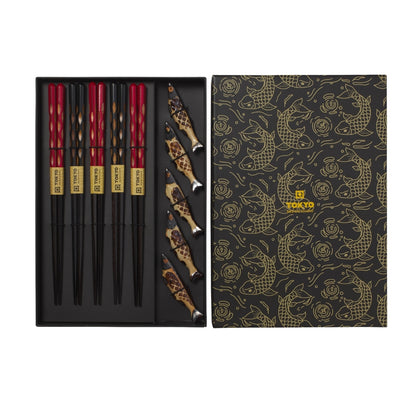 Tokyo Design Studio Sardine Chopsticks 10pc With Rest Gift Boxed - Assorted