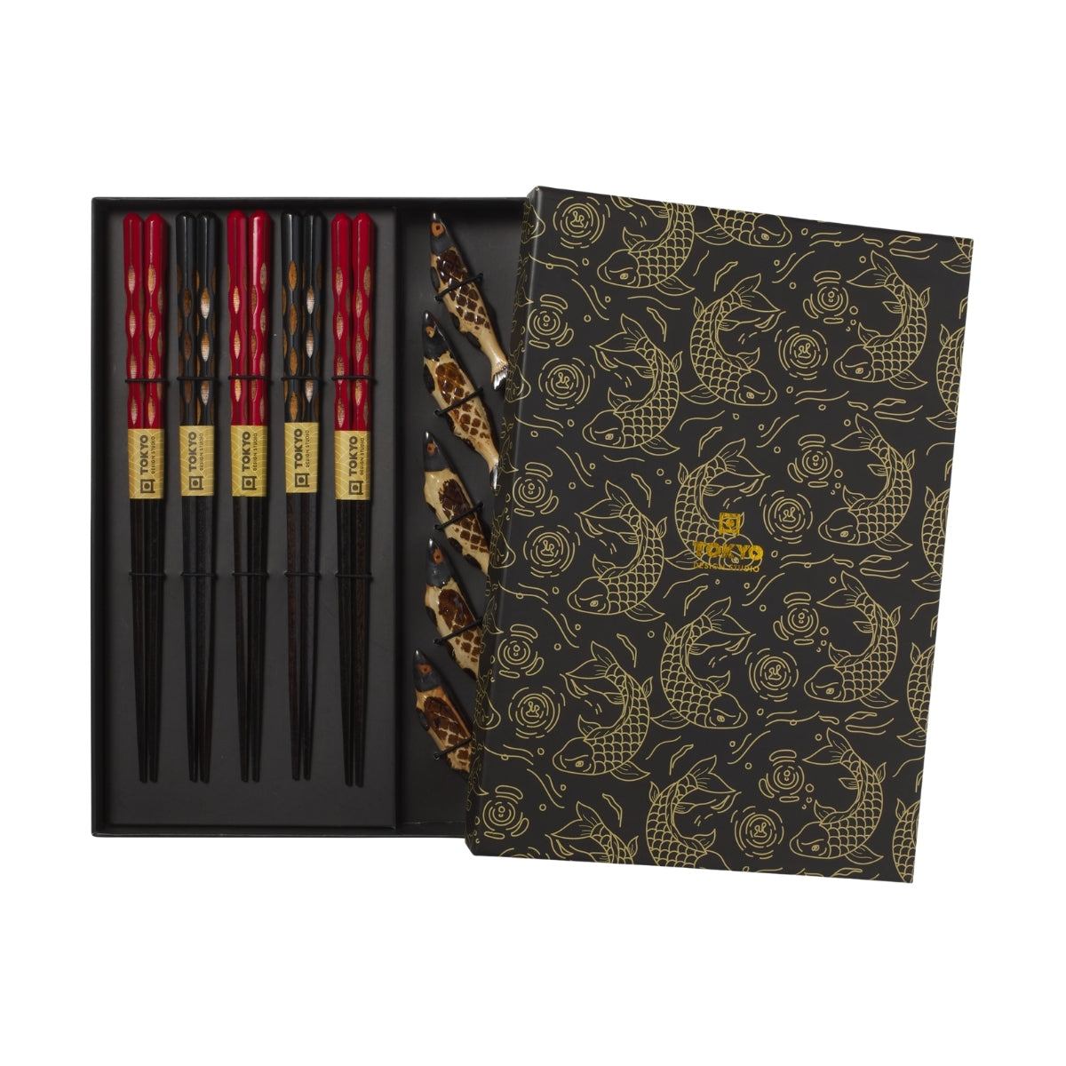 Tokyo Design Studio Sardine Chopsticks 10pc With Rest Gift Boxed - Assorted