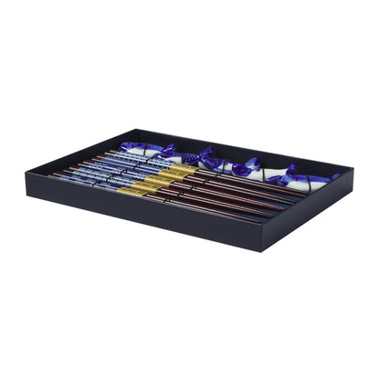 Tokyo Design Studio Blue Fish Chopsticks 10pc With Rest Gift Boxed - Assorted
