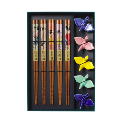 Tokyo Design Studio Crane Chopsticks 10pc With Rest Gift Boxed - Assorted
