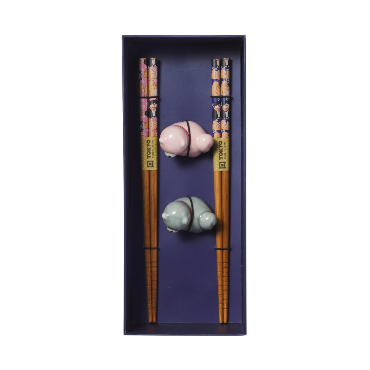 Tokyo Design Studio Shiba Dog Chopsticks 4pc With Rest Gift Boxed - Assorted