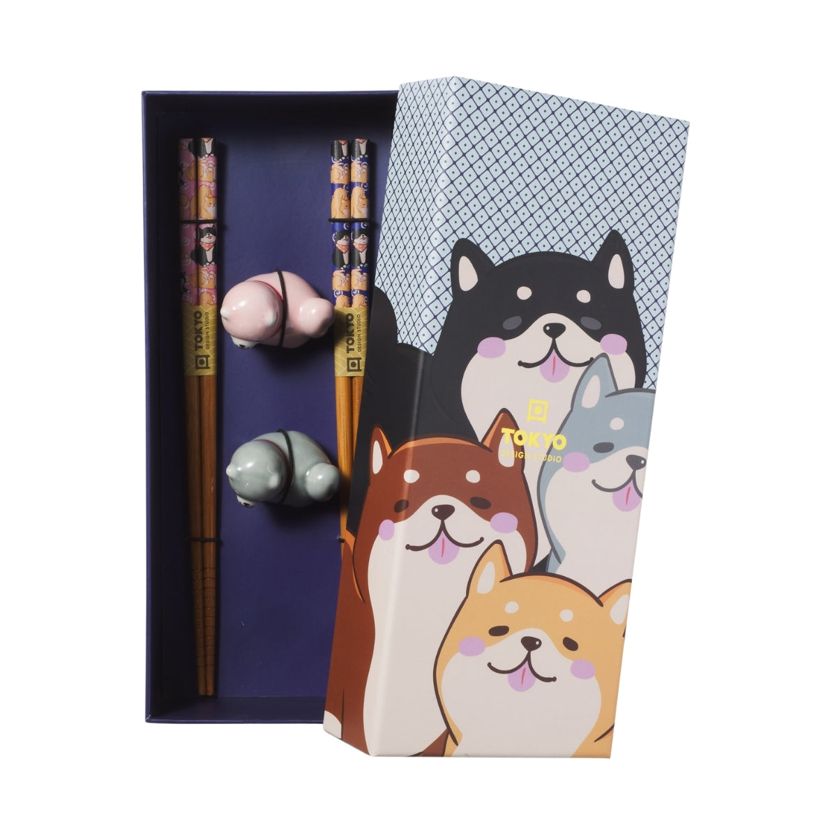 Tokyo Design Studio Shiba Dog Chopsticks 4pc With Rest Gift Boxed - Assorted