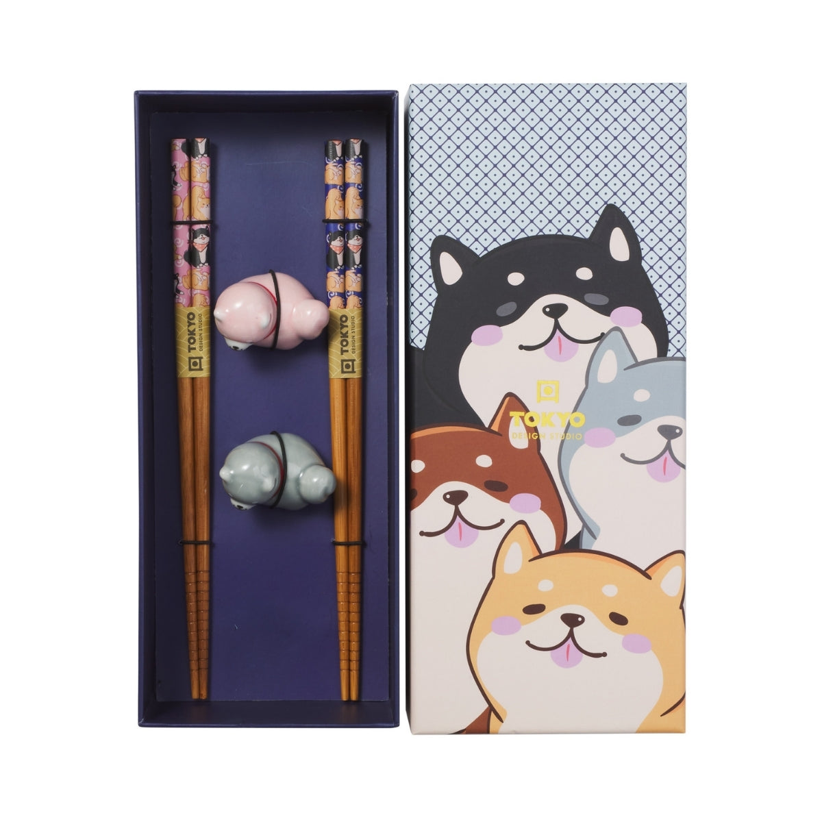 Tokyo Design Studio Shiba Dog Chopsticks 4pc With Rest Gift Boxed - Assorted