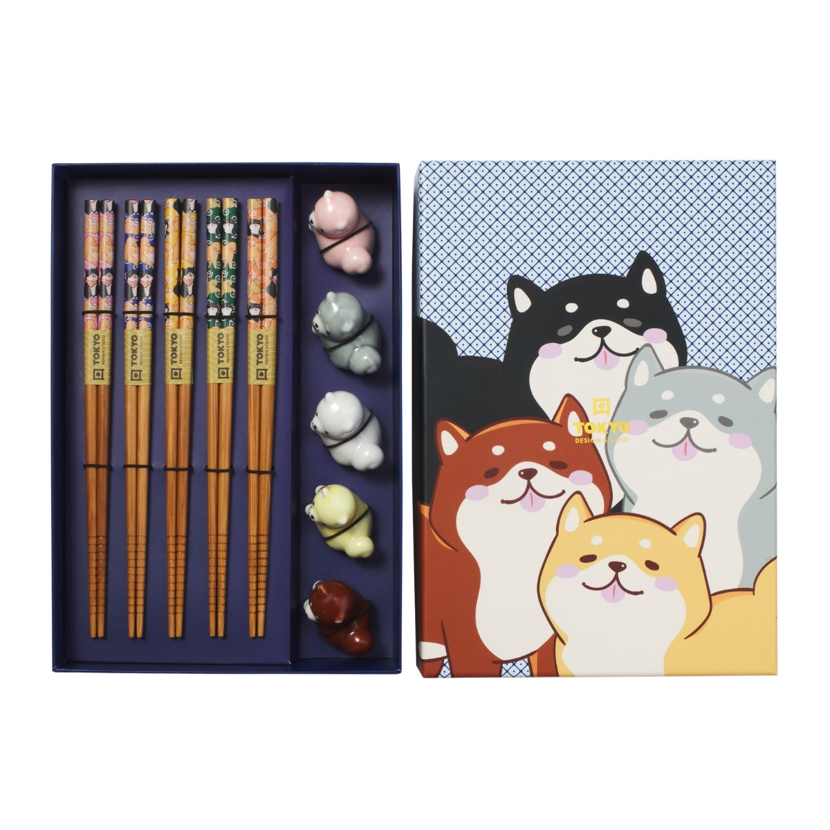 Tokyo Design Studio Shiba Dog Chopsticks 10pc With Rest Gift Boxed - Assorted