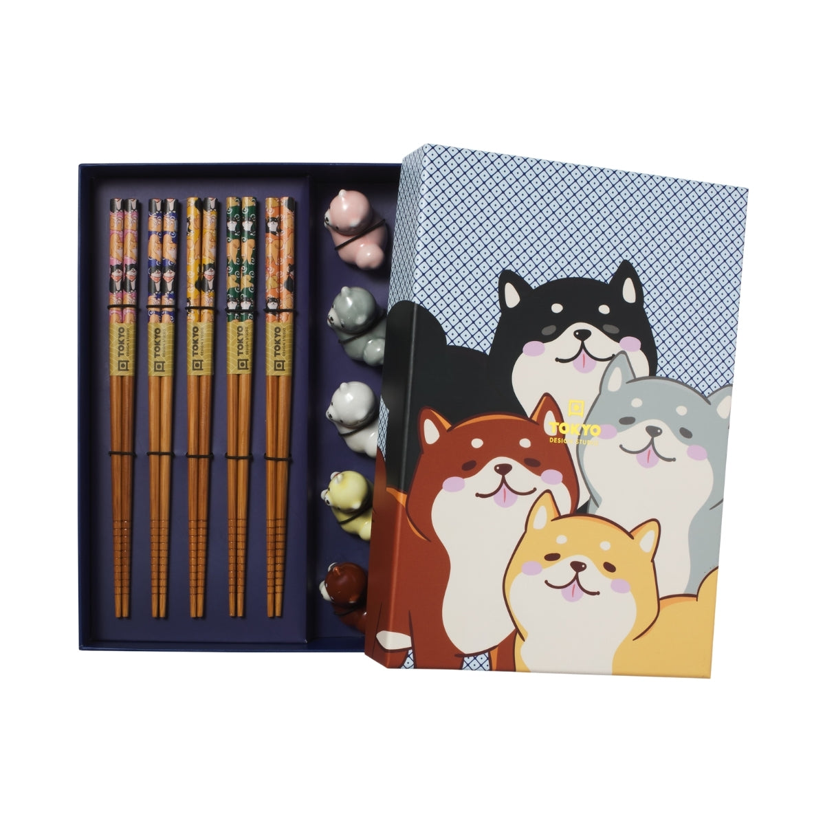 Tokyo Design Studio Shiba Dog Chopsticks 10pc With Rest Gift Boxed - Assorted