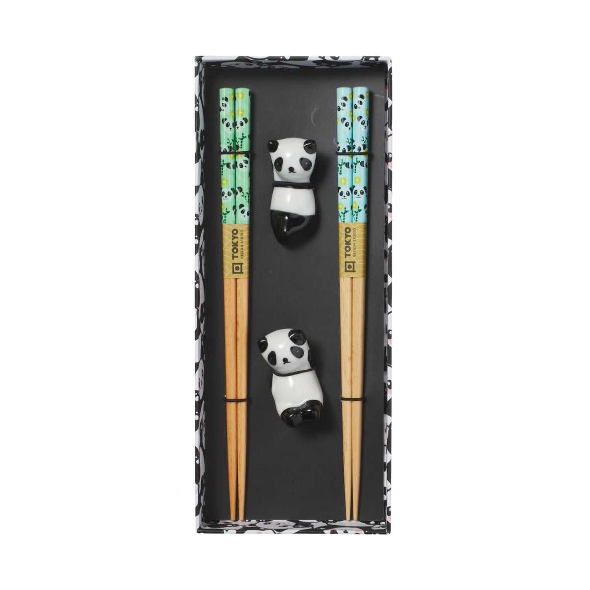Tokyo Design Studio Panda Chopsticks 4pc With Rest Gift Boxed - Assorted