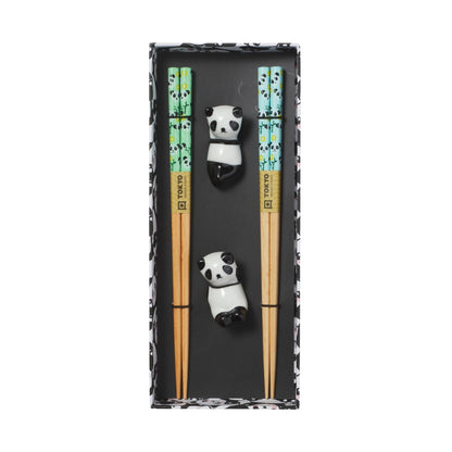 Tokyo Design Studio Panda Chopsticks 4pc With Rest Gift Boxed - Assorted
