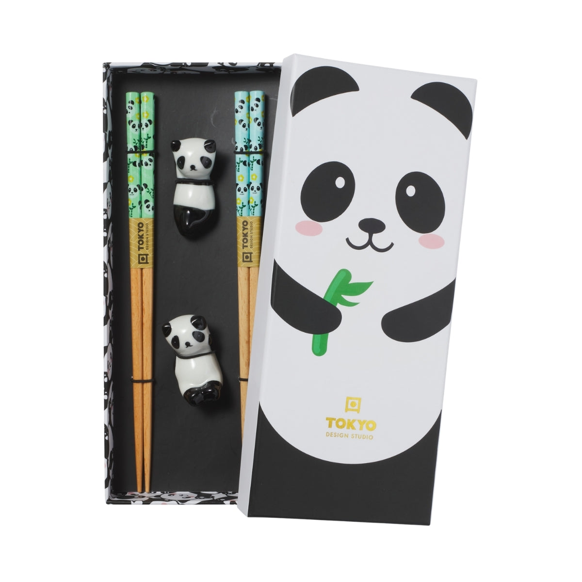 Tokyo Design Studio Panda Chopsticks 4pc With Rest Gift Boxed - Assorted