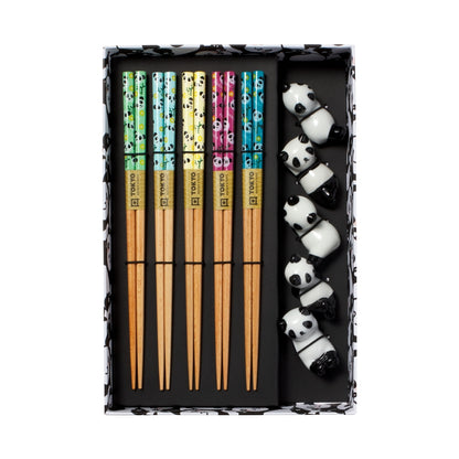 Tokyo Design Studio Panda Chopsticks 10pc With Rest Gift Boxed - Assorted