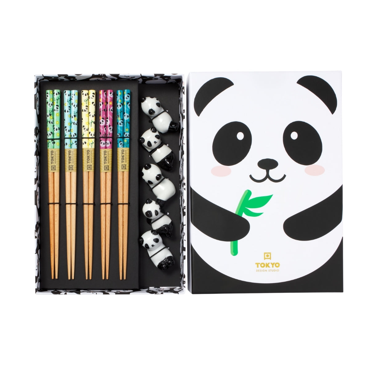 Tokyo Design Studio Panda Chopsticks 10pc With Rest Gift Boxed - Assorted
