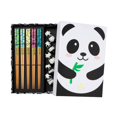 Tokyo Design Studio Panda Chopsticks 10pc With Rest Gift Boxed - Assorted