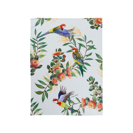 Maxwell & Williams Eloise Short Native Grace Eastern Rosella Tea Towel 50x70cm