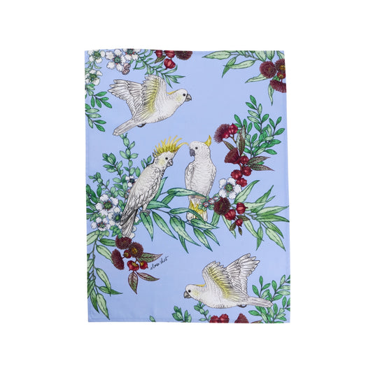Maxwell & Williams Eloise Short Native Grace Yellow Crested Cockatoo Tea Towel 50x70cm