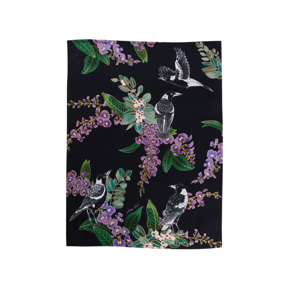 Maxwell & Williams Eloise Short Native Grace Magpie Tea Towel 50x70cm