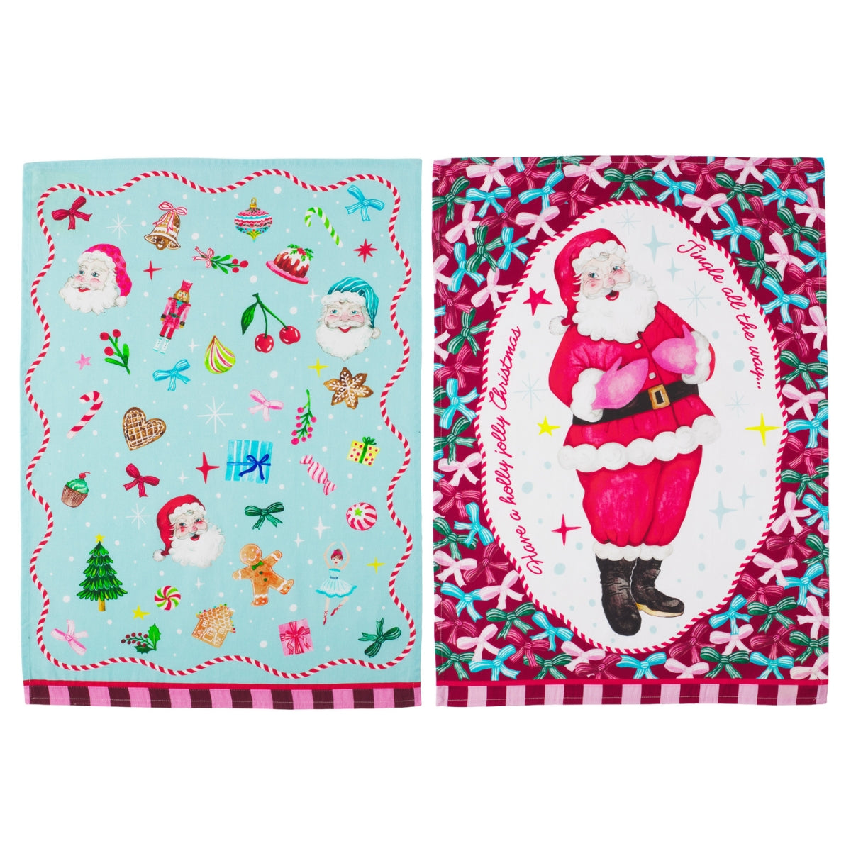 Maxwell & Williams Fa la la Tea Towel 50x70cm Set of 2 Assorted